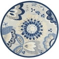 thumbnail image 2 of Nourison Aloha Indoor/Outdoor Floral Contemporary Blue/Grey 7'10" x round Area Rug, (8' Round), 2 of 9