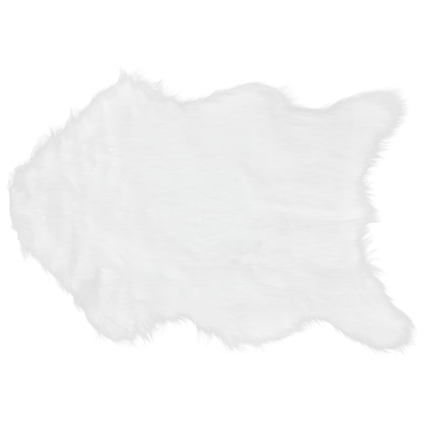 Funda de silla de piel de oveja sintética, cojín para asiento, alfombra peluda lisa para dormitorio, sofá, suelo (blanco)