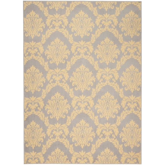 Nourison Grafix Damask Grey 5'3" x 7'3" Area Rug, (5x7)