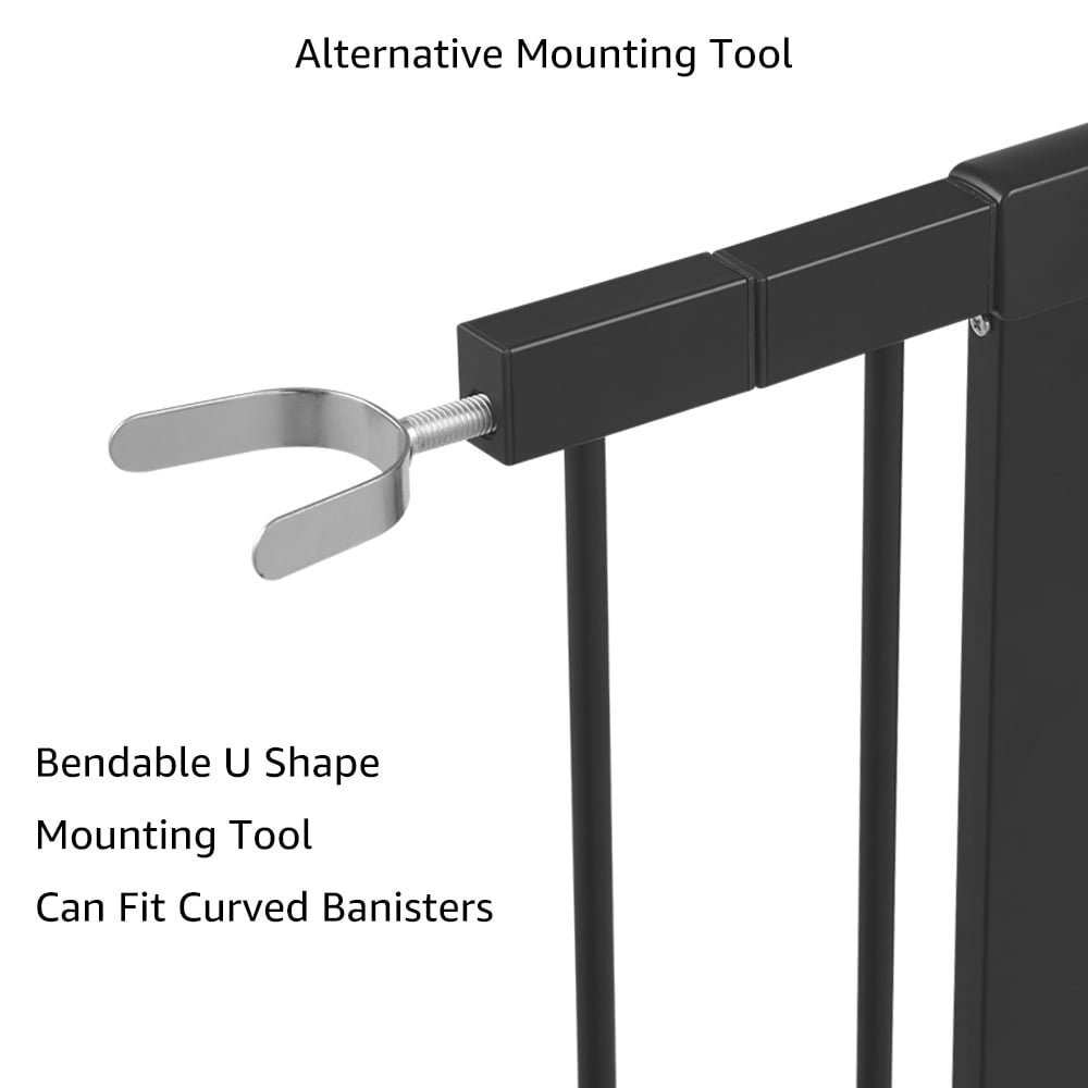 unipaws Clear Dog Gate for Doorway Stairs, One-Hand Opening Pet Gate, 29"-43" Pressure Mounted, Indoor/Outdoor Use, Black