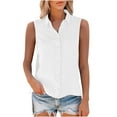 thumbnail image 7 of TKLPEHG Tank Tops for Women V-Neck Button Tank Top Western Outfit for Women Regular Sleeveless Blouses Leisure Fashion Solid Color Graphic Tee Lightweight Blouses (White,XXXL), 7 of 7