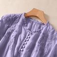 thumbnail image 7 of Womens Cotton Linen Dressy Blouses, 3/4 Sleeve Shirts for Women Summer Fall Lightweight Casual Solid Color Button Up Scoop Neck Tunic Tops, 7 of 7
