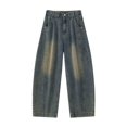 thumbnail image 4 of Mens Baggy Jeans Y2k Wide Leg Loose Fit Jeans Streetwear Denim Washed Hop Pants, 4 of 4