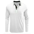 thumbnail image 3 of Men's Henley Shirts Long Sleeve Cotton 3 Button Casual Collared T-Shirt Winter Fall Golf Shirt with Pocket Mens Fashion Henley Shirts Golf Shirts, White&L, 3 of 5