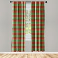 thumbnail image 2 of Ambesonne Plaid Curtains, Christmas Tones Noel Squares, Pair of 28"x84", Ruby Green and Vermilion, 2 of 4
