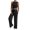 Black, variant on Women's Casual Striped Wide Leg Pants Comfortable Spring Summer Trousers with Elastic Waist for Daily and Wear