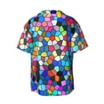 thumbnail image 6 of Lafuoo Colorful Tie Dye Stained Glass 2 Pattern Men's Cuban Collar Short Sleeve Shirt, Button-Down Resort Beach Pocket Shirt-Small, 6 of 7
