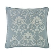 HiEnd Accents Velvet Embroidered European Pillow Sham in Blue