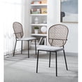 Black Rattan Kitchen Chairs Set of 4, Armless Mesh Back, Upholstered ...