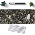 thumbnail image 5 of Floral Desk Pad Leaves Vintage Aesthetic Desk Mouse Pad Flower Plant Black Extended Mouse Pad Large Gaming Mousepad XL Laptop Computer Mouse Keyboard Mat 31.5 x 11.8 in for Office Desk Decor., 5 of 6