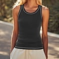 thumbnail image 4 of Yuyuzo Hauts de Sortie pour Femmes Chandails Sans Manches Col Ras du Cou Tricot Côtelé Extensible Coupe Ajustée T-Shirts Basiques, 4 of 7