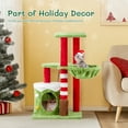 thumbnail image 6 of 32 Inch Multcolor Cat House with Comfy Hammock, Cat Scratching Posts Tower with Cat Condo, Christmas Themed Plush Cat Climbing Frame, Holiday Decor for Indoor, Green, 6 of 9