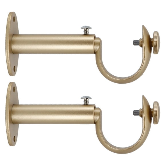 MERIVILLE Set of 2 Gold Zinc Curtain Drapery Rod Bracket for 1 1/4" Rod, Adjustable