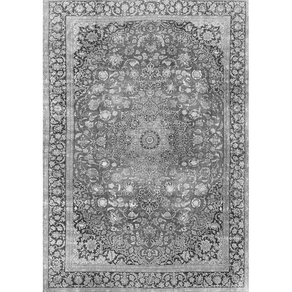 Ahgly Company Indoor Rectangle Medallion Gray Traditional Area Rugs, 3' x 5'