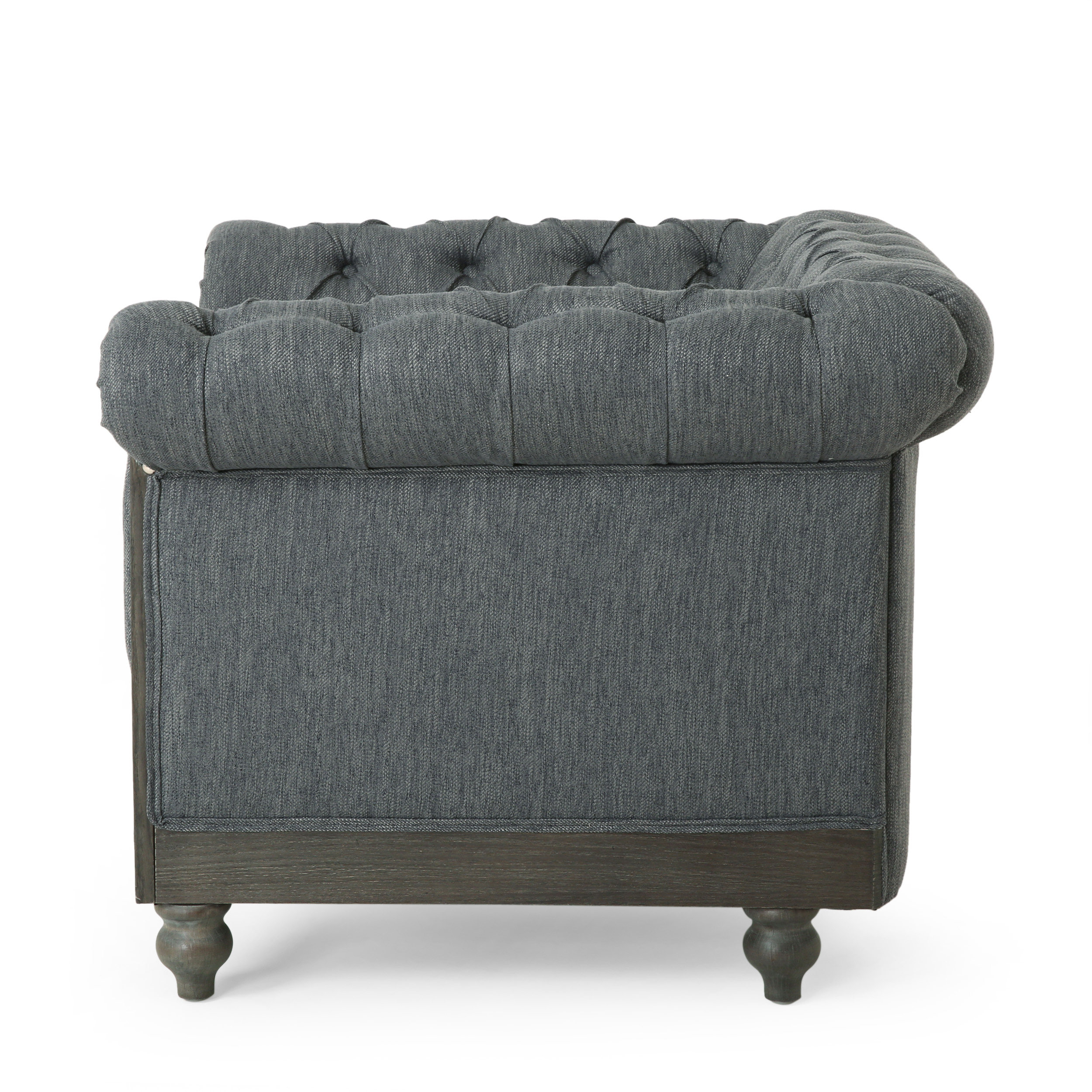 Noble House Glencoe Chesterfield Chair, Charcoal and Dark Brown