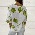 thumbnail image 6 of Green Tshirts for Womens Cotton Linen Tshirt Tops Summer Casual Loose Fit Blouse Tunic Floral Print Button V Neck Short Sleeve Tops Going Out Tops for Women, 6 of 6
