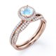 thumbnail image 4 of JeenMata Anillo Nupcial con Diseño Infinito de Pavé de Moissanita y Piedra Lunar Azul de Talla Brillante Redonda de 1,75 Quilates con Engaste de Halo de Cuatro Puntas Engastado en Plata, 4 of 6