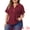 Dark Wine, variant on Women's Plus Women's Waffle Tunic Tops Short Sleeve Button V Neck Casual Blouse 1X Pink