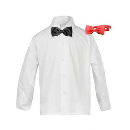 Formal Shirts Ties - Baby Boy Formal Tuxedo Suit White Button Down Dress Shirt Red Black Bow tie SM-4