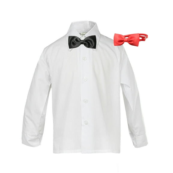 Baby Boy Formal Tuxedo Suit White Button Down Dress Shirt Red Black Bow tie SM-4
