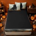 thumbnail image 4 of Erosebridal Spooky Witch Zipper Full Size Comforter Sets with Fitted Sheet and 2 Pillowcases, Halloween Zipper Bedding Set for Boys Girls, Ash Beige Dark Brown, Black Reversible, 4 of 7