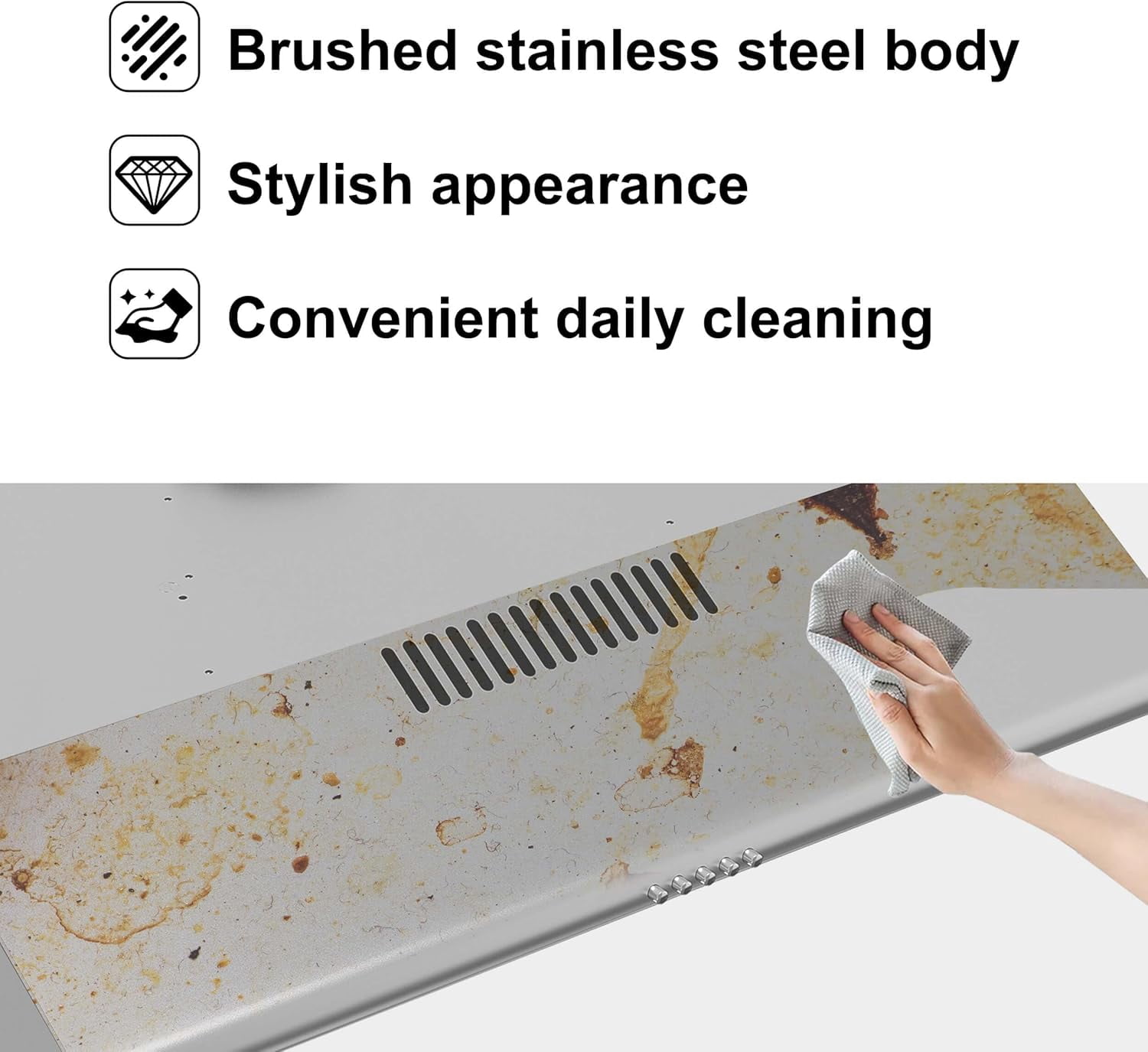 Range Hood 30 inch,Ductless Range Hood with Charcoal Filter,Under Cabinet Range Hood,Kitchen Hood with Button Control,Vent Hood with Aluminum Filters,LED Lights,3 Speeds Stove Hood Vent