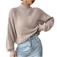 thumbnail image 2 of Ftwytp Women Oversized Long Sleeve Jumpers Solid Color Baggy Knitted Sweater Crew Neck Loose Soft Pullover Sweater Tops Winter Fall Warm Clothes, 2 of 8