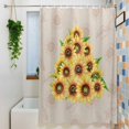 thumbnail image 3 of Watercolor Sunflowers Shower Curtain, 72" x 84", Retro Vintage Flower Linen Waterproof Bathroom Curtain Washable Shower Curtain Set with 12 Hooks, 3 of 8