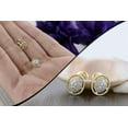thumbnail image 4 of Dazzlingrock Collection Round White Diamond Oval Shaped Frame Cluster Screwback Stud Earrings for Women (0.12 ctw, Color I-J, Clarity I1-I2) in 18K Yellow Gold, 4 of 6