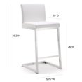 thumbnail image 4 of Tabouret de Comptoir en Acier Inoxydable Blanc Parma - Ensemble de 2, 4 of 5