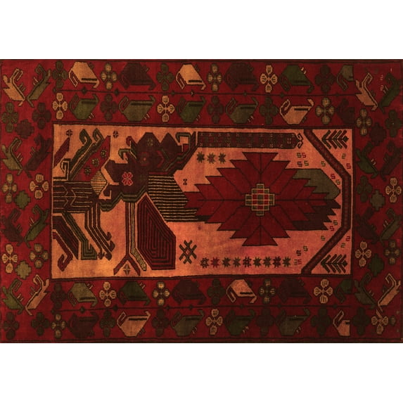 Ahgly Company Indoor Rectangle Persian Orange Traditional Area Rugs, 2' x 5'