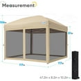thumbnail image 3 of Quictent 10'x10' Pop up Canopy Tent with Netting, One Person Instant Setup Screen House Room Tent Screened- 4 Magnetic Doors Waterproof (Khaki), 3 of 7