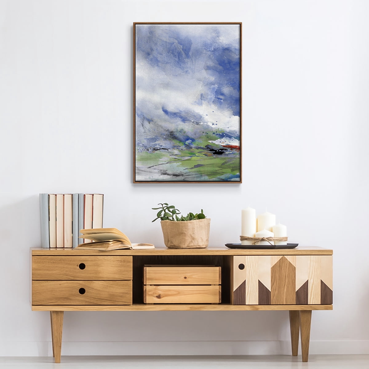 Spring Air I Framed Premium Gallery Wrapped Canvas - Ready to Hang - 27 x 41 - Walnut Floating Frame
