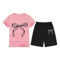 thumbnail image 3 of Kiijoy Summer Big Girls Outfits Bow Print Short Sleeve T-Shirt Shorts Set, Sizes 10-11, 3 of 3