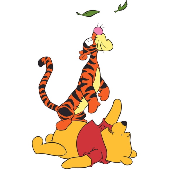 StickerDecal Animated Television Show Design Bear & Tiger Cartoon Characters Vinyl Wall Decal Sticker - 20" x 32" Removable Kids Bedroom Nursery Home Tigger And Pooh Decor Adhesive Decoration
