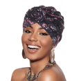 thumbnail image 2 of PINQI Female Stretch Headwrap Women Ethnic Boho Floral Hair Cover Wrap Turban Headwear Turban Cap For Women Cancer Head Hat Cap, 2 of 4