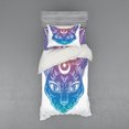 thumbnail image 2 of Boho Duvet Cover Set, Cat Head with Moon and Star Egyptian Design Lunar Esoteric, Bedding Set with Shams and Fitted Sheet, 3 Sizes, by Ambesonne, 2 of 3
