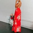 thumbnail image 5 of ClodeEU Women'S Summer Sexy Printed Halter Slit Beach V-Neck Sling Dress Red 6(M), 5 of 6