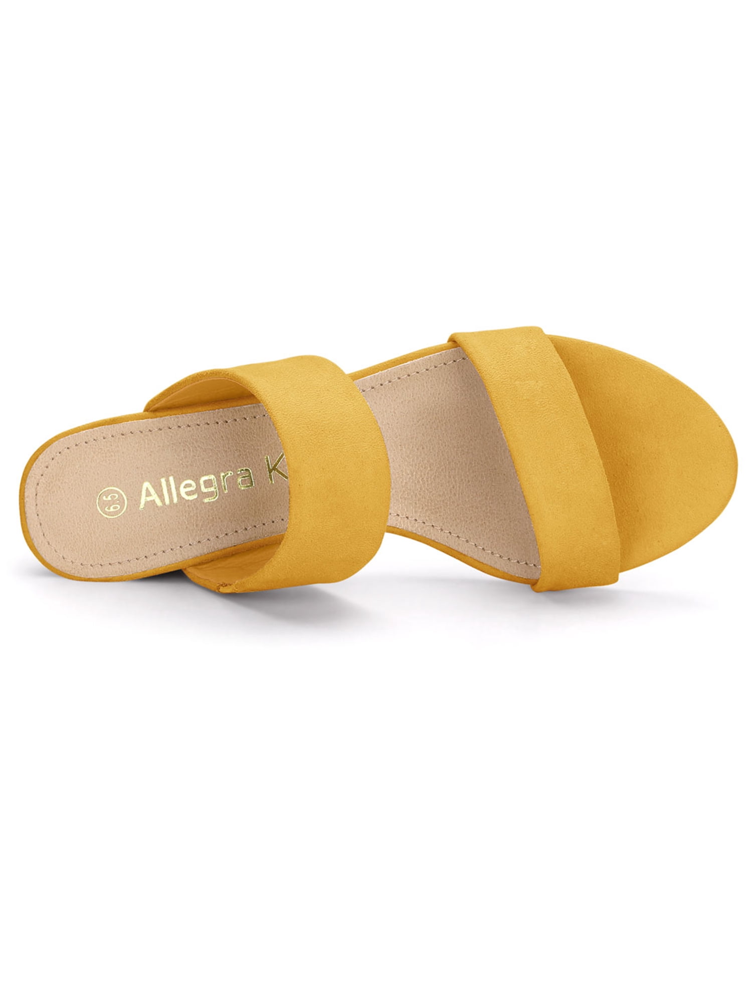 DARING DIVA Stylish Women's Block Heel Dual Straps Slide Sandals 8.5 Yellow