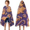 thumbnail image 3 of Halloween Spooky Icons Pattern Hooded Bath Towel，50"x30" for Ages 3 To 12 Kids, Quick Dry Lightweight Soft Microfiber Hood Beach Towel Cover Up for Kids, 3 of 7
