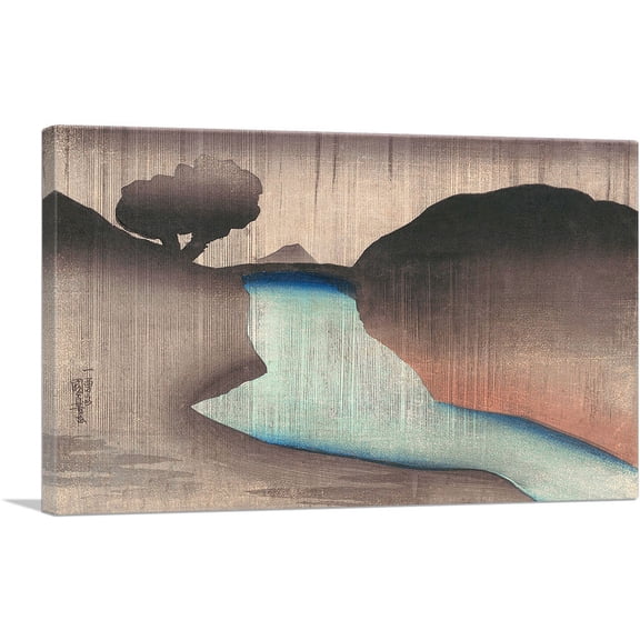 ARTCANVAS Ochanomizu in the Rain Canvas Art Print by Utagawa Kuniyoshi - Size: 12" x 8" (0.75" Deep)