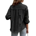 thumbnail image 4 of Women's Basic Button Down Stretch Fitted Long Sleeves Denim Jean Jacket, 4 of 6