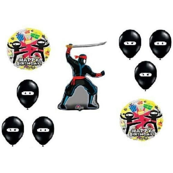 NINJA Karate Martial Arts Kicking Sword 9 Birthday Party Decoration Balloons Set