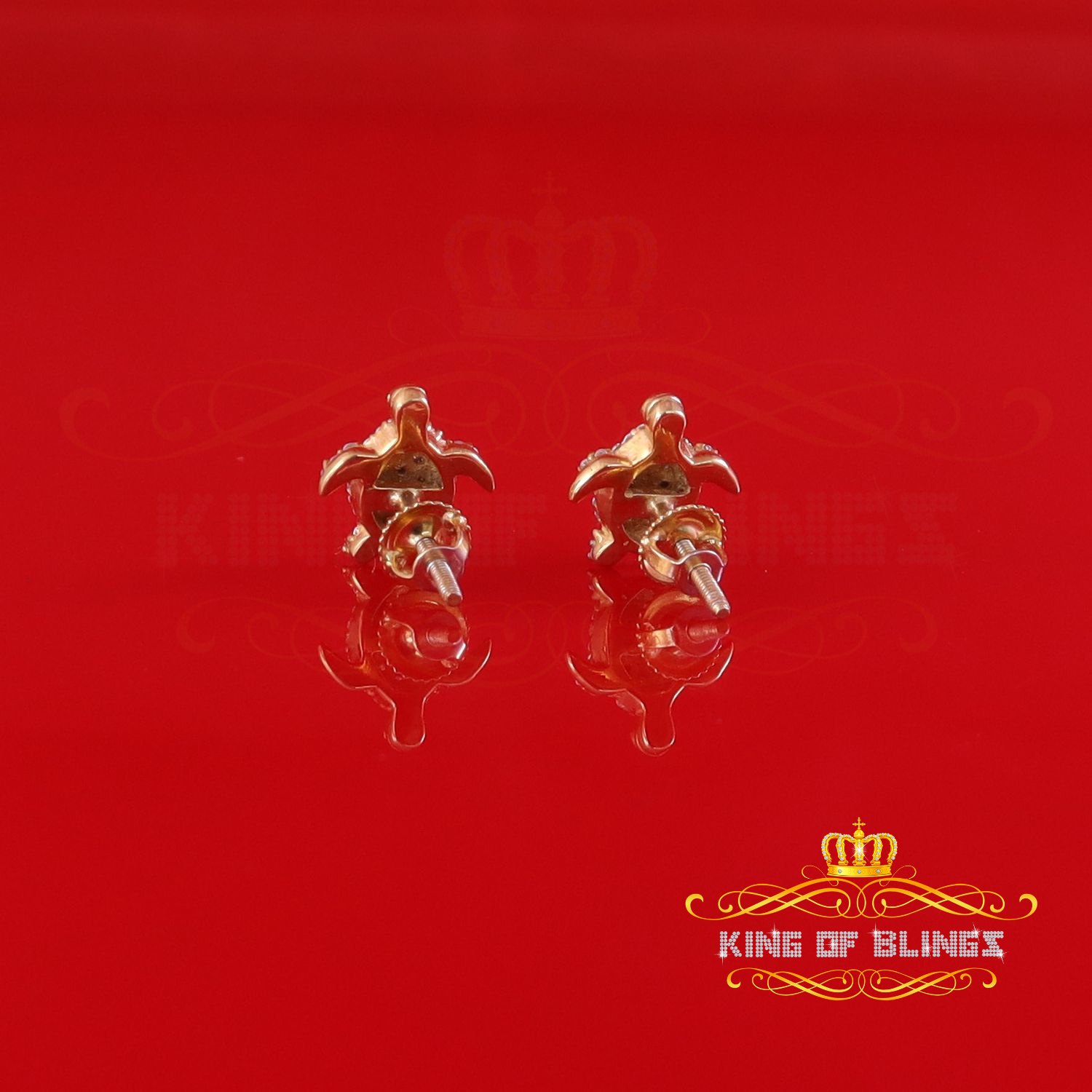 King of Bling's 925 Sterling Yellow Silver 0.50ct Cubic Zirconia Turtle Earring Women & Men's