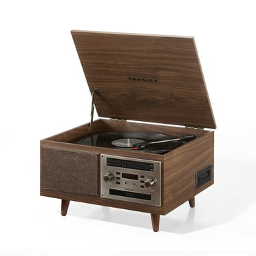 Crosley Serenade 8-In-1 Bluetooth Vinyl Record Player, 3-Speed Turntable, CD, Radio, Cassette