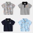 thumbnail image 2 of WOLLED 1-6T Toddler Baby Boys Casual T-Shirt Lapel Short Sleeve Shirt Summer Loose Stripes Blouse Top, 2 of 8