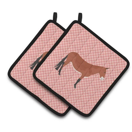 

Mule Pink Check Pair of Pot Holders