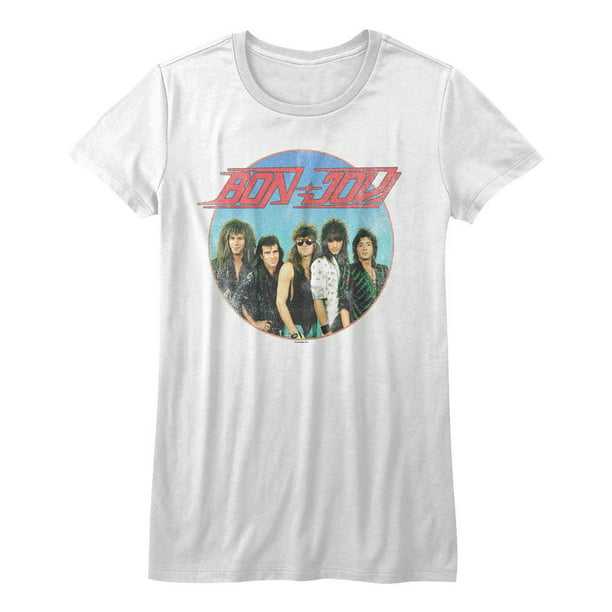 fumle Skrivemaskine engagement Bon Jovi Vintage Band Shot White Junior Women'S T-Shirt - Walmart.com