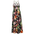 thumbnail image 2 of Hotian Women Surplice Tropical Maxi Cami Summer Dress Black XL/US10, 2 of 7