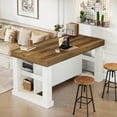 thumbnail image 5 of Finmind 55-inch Large Bar Table, 3-Tier Counter Height Pub Table with Spacious Tabletop, Farmhouse Home Bar Unit for Bistro, Basement, Brown and White, 5 of 8